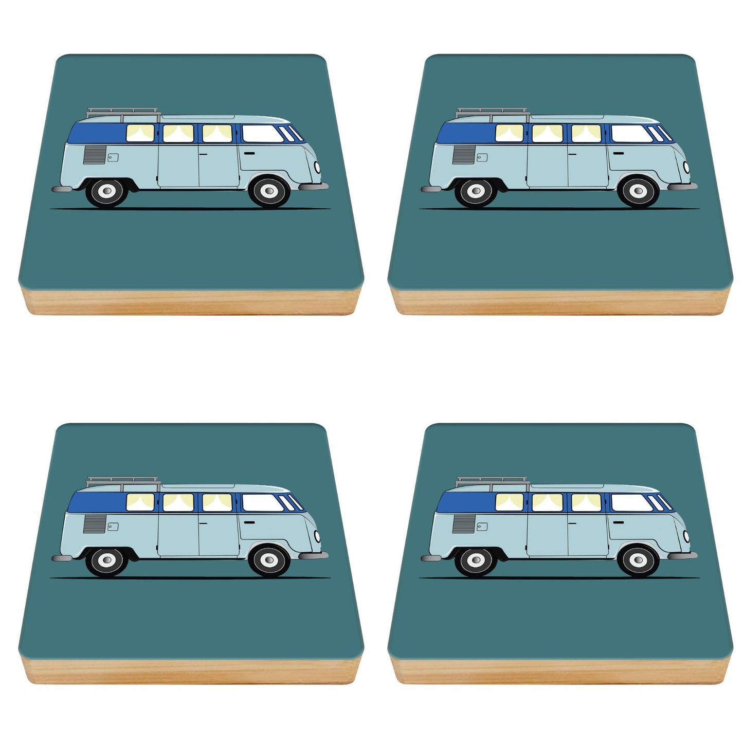 Camper Van Bamboo Drinks Coasters Set of 4