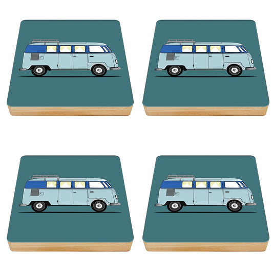 Camper Van Bamboo Drinks Coasters Set of 4