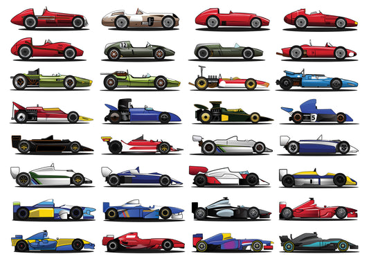 Grand Prix Cars A3 Print